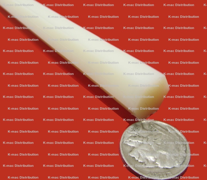 Nylon Plastic Hex Rods, Natural Tint, 3/16 to 2.0 Inch Hex Sizes